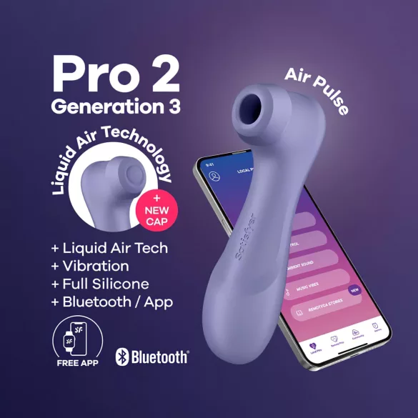 Satisfyer Pro 2 Gen3 - aplikacijsko voden stimulator klitorisa z zračnimi valovi (vijoličen)