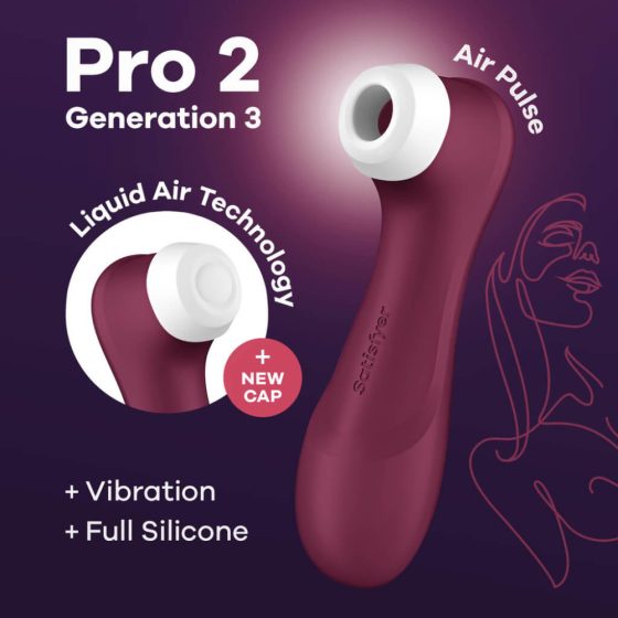 Satisfyer Pro 2 Gen3 - stimulator klitorisa z zračnim valovanjem, ki ga je mogoče ponovno napolniti (bordo)
