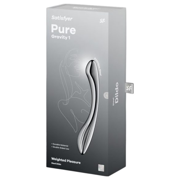 Satisfyer - jekleni dildo - rebrasta površina - srebrna