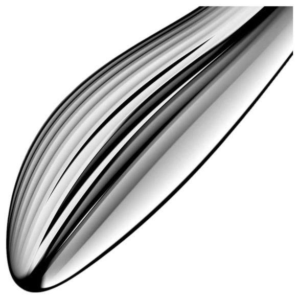 Satisfyer - jekleni dildo - rebrasta površina - srebrna