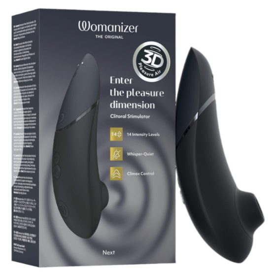 Womanizer Next - stimulator klitorisa z zračnim valovanjem, ki ga je mogoče ponovno napolniti (črn)