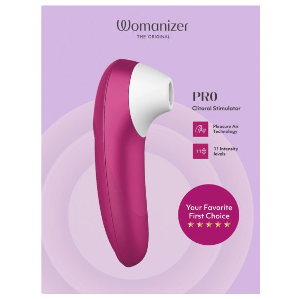 Womanizer Pro - stimulator klitorisa z zračnimi valovi - roza