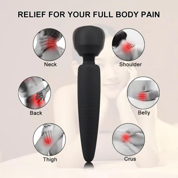 Mrow - vibracijski masažer - vodoodporen, polnjenje - črna