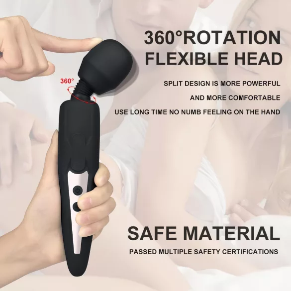 Mrow - vibracijski masažer - vodoodporen, polnjenje - črna