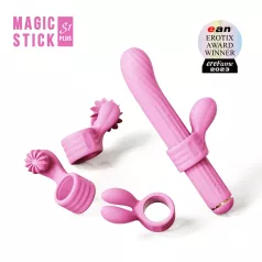 Magic Stick - vibrator s prilagodljivimi nastavki (roza)