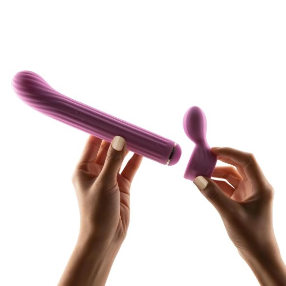 Magic Stick - vibrator s prilagodljivimi nastavki (roza)