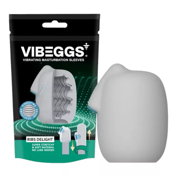 Vibeggs - vibracijsko jajce masturbator - rebrasta struktura - bela