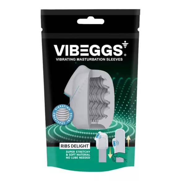 Vibeggs - vibracijsko jajce masturbator - rebrasta struktura - bela