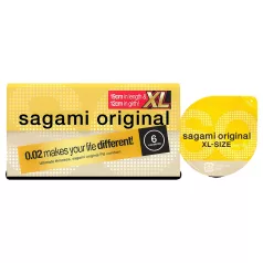   Sagami Original 0,02 XL - kondomi - ekstra veliki - 61 mm - 6 kos