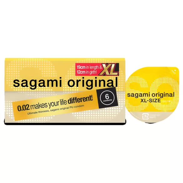 Sagami Original 0,02 XL - kondomi - ekstra veliki - 61 mm - 6 kos