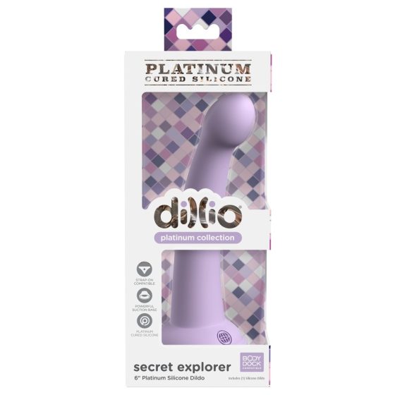 Dillio Secret Explorer - silikonski dildo z lepljivimi prsti (17 cm) - vijolična