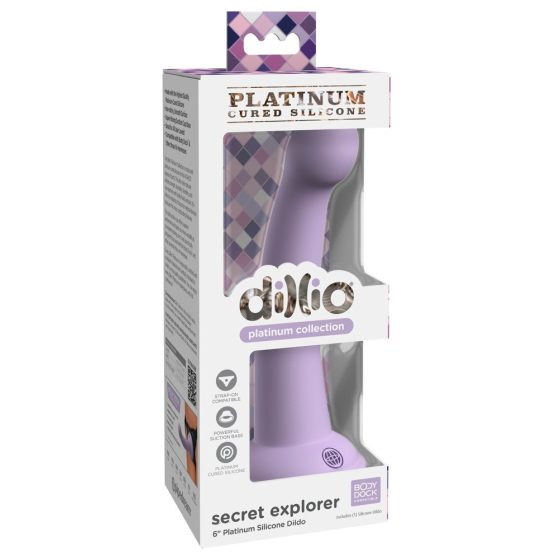 Dillio Secret Explorer - silikonski dildo z lepljivimi prsti (17 cm) - vijolična