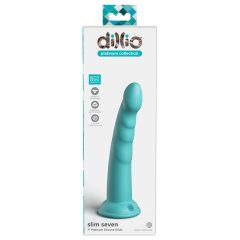   Dillio Slim Seven - stimulativni dildo z lepljivimi prsti in želodom (20 cm) - turkizni
