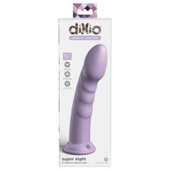   Dillio Super Eight - akrilni silikonski dildo z lepljivimi prsti (21 cm) - vijolična