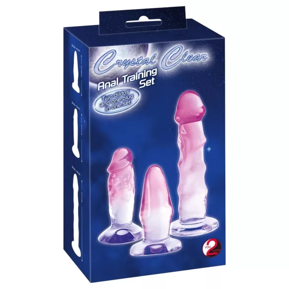 Crystal Clear - analni trener set - 3 deli - prozorno-roza
