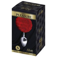   Alive Anal Pleasure - majhen analni čep z zajčjimi ušesi (srebrno-rdeč)