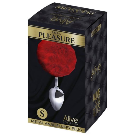 Alive Anal Pleasure - majhen analni čep z zajčjimi ušesi (srebrno-rdeč)