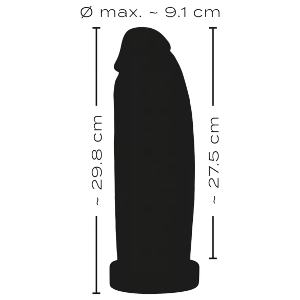 realistixxx Real Giant - orjaški dildo - 30 cm (črn)