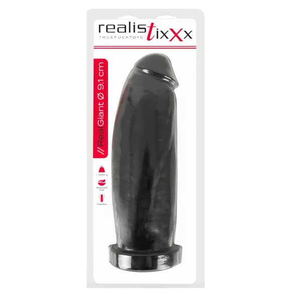realistixxx Real Giant - orjaški dildo - 30 cm (črn)