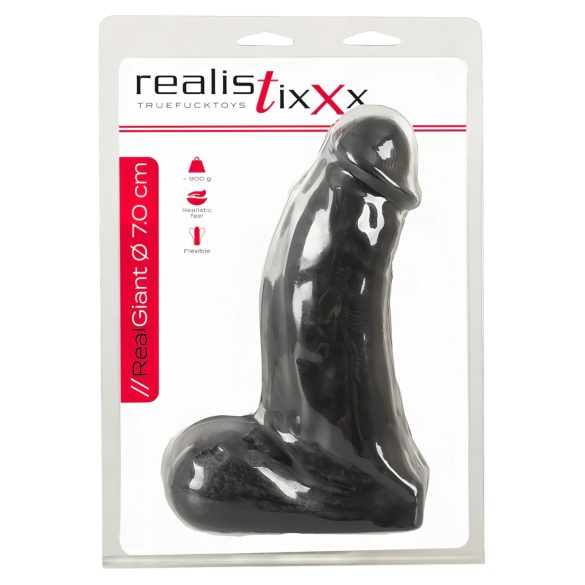 Realistixxx Velikan - črni dildo z modi - 22 cm