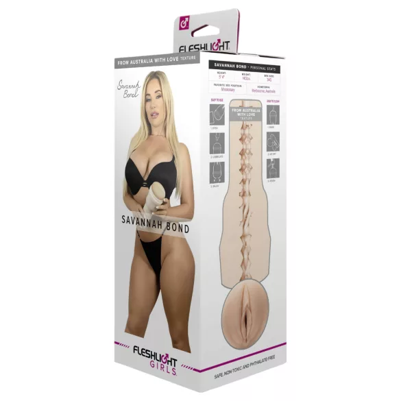 Fleshlight Savannah Bond - realistična umetna vagina - naravna barva