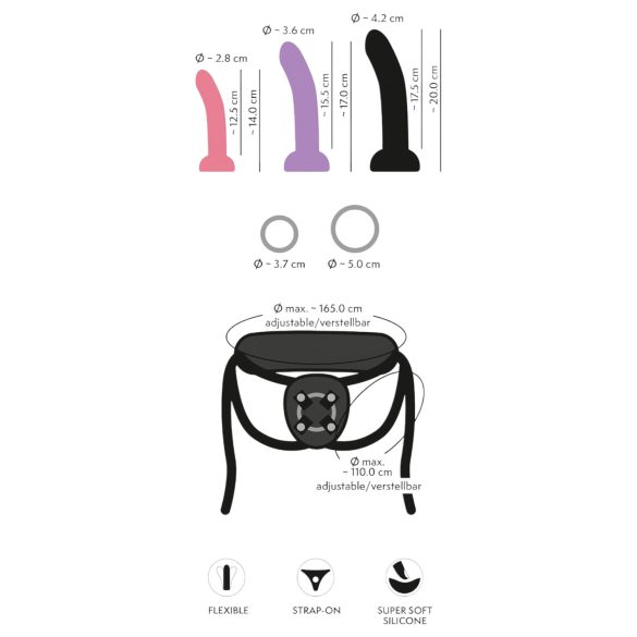 You2Toys - pas za dildo set - črna