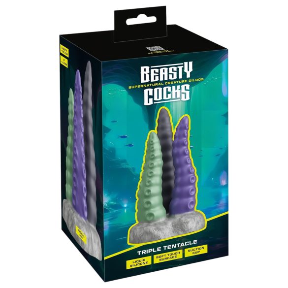 Beasty Cocks - dildo trojna lovka - realistična silikonska