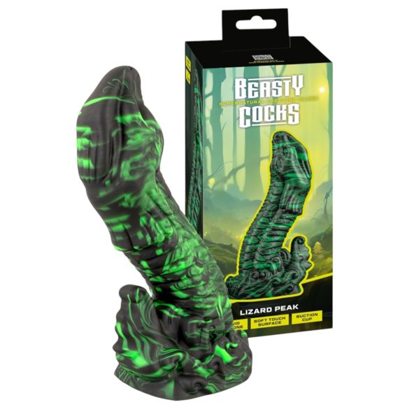 Beasty Cocks Lizard Peak - realistični dildo penis - zeleni črni