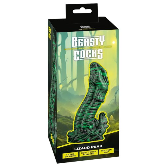 Beasty Cocks Lizard Peak - realistični dildo penis - zeleni črni