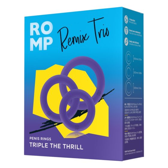 ROMP Remix Trio - komplet obročkov za penis - 3 kosi (vijolična)