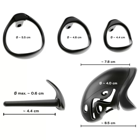 You2Toys - penis kletka s penis čepom - črna