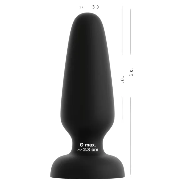 Black Velvets - silikonski analni čep z priseskom (črn) - L