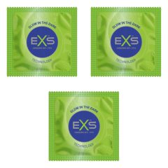 EXS Glow - veganski kondom, ki se sveti v temi (3 kosi)