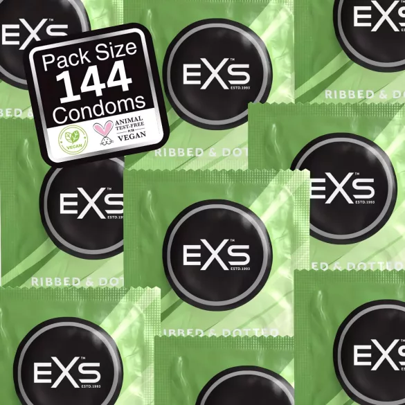 EXS - rebrasti in pikčasti kondomi - 144 kos