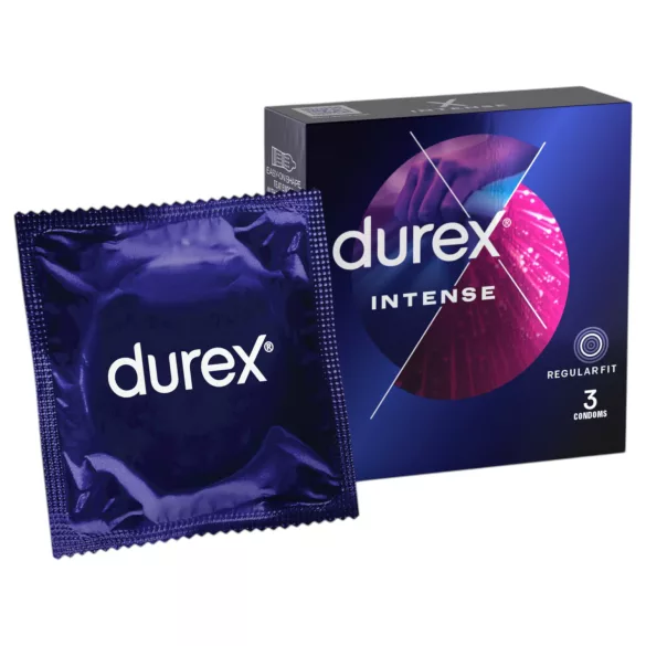 Durex Intense - kondomi z rebrastimi in pikčastimi površinami - 3 kosi