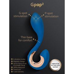   G-Vibe G-Pop 2 - Vodoodporni vibrator z G/P-točko, ki ga je mogoče polniti (modri)