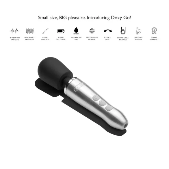 Doxy Go - masažni vibrator - srebrna