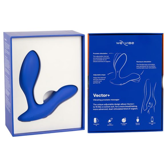 We-Vibe Vector+ - analni vibrator z daljinskim upravljanjem - modra, polnjenje