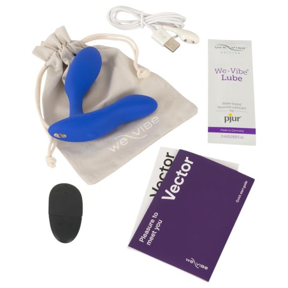 We-Vibe Vector+ - analni vibrator z daljinskim upravljanjem - modra, polnjenje