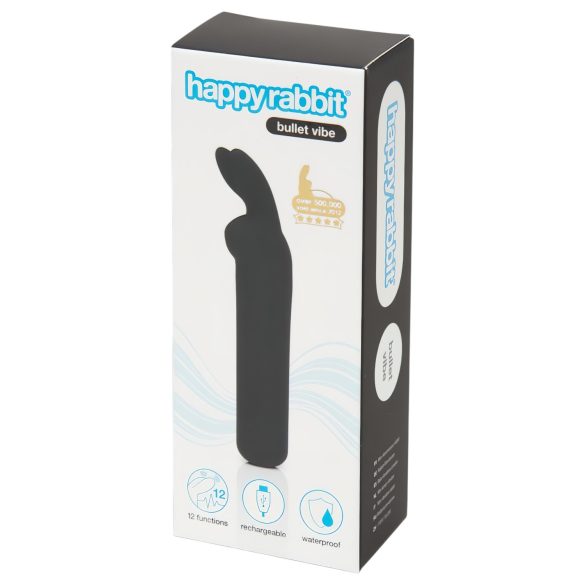 Happyrabbit Bullet - polnilni ušesni mini vibrator (črn)