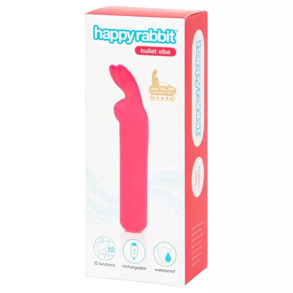 Happyrabbit - miniaturni vibrator z zajčjimi ušesi - polnjenje USB - roza