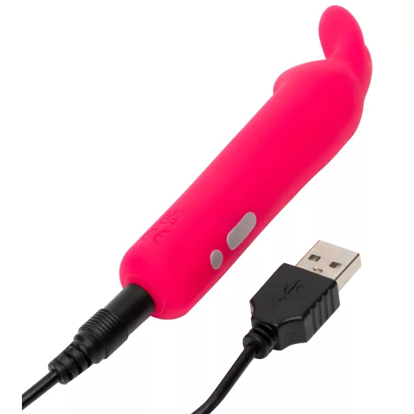 Happyrabbit - miniaturni vibrator z zajčjimi ušesi - polnjenje USB - roza