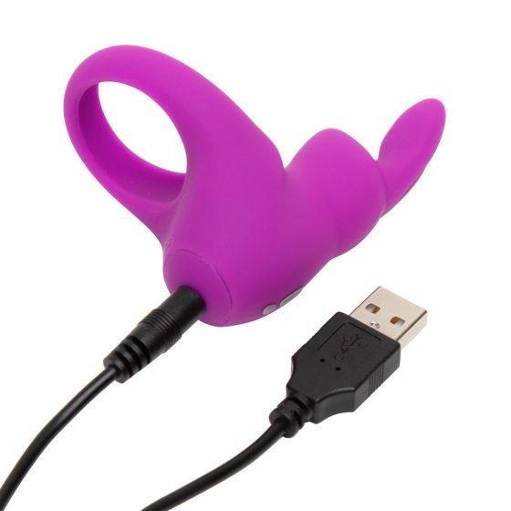 Happyrabbit Cock - vibracijski obroček za penis z možnostjo polnjenja (vijolična)