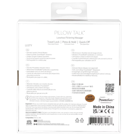 Pillow Talk Lusty - vibracijska palica z jezičkom - akumulatorska - roza