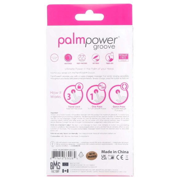 PalmPower groove - polnilni masažni vibrator - roza