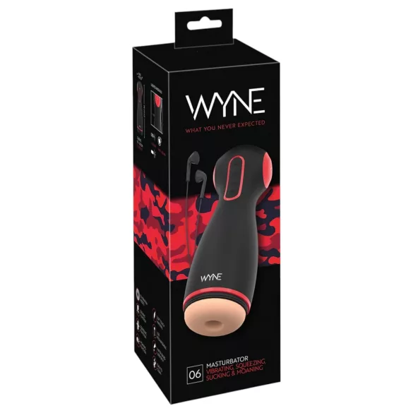 WYNE 06 - masturbator z vibracijo in sesanjem - polnilni - črn
