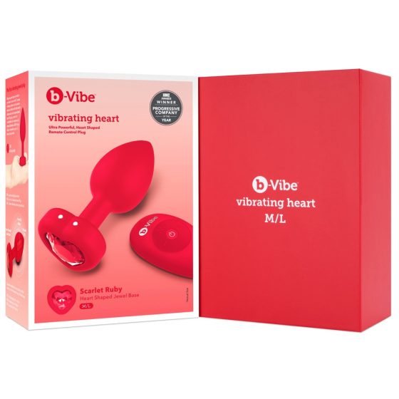 b-vibe heart - brezžični analni vibrator z radiem (rdeč)