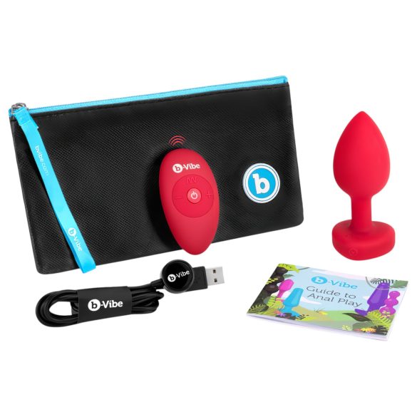 b-vibe heart - akumulatorski radijski analni vibrator (rdeč)