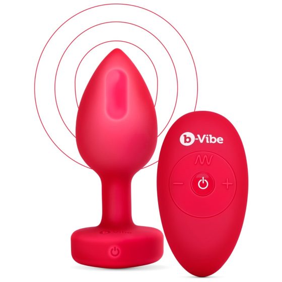 b-vibe heart - brezžični analni vibrator z radiem (rdeč)