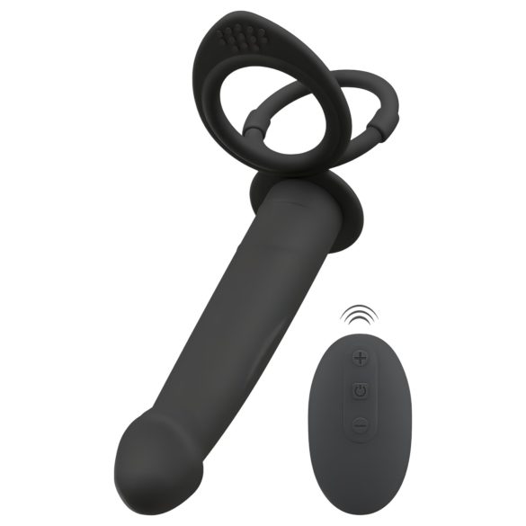 Black Velvet Double F - pripenjalni analni vibrator (črn)